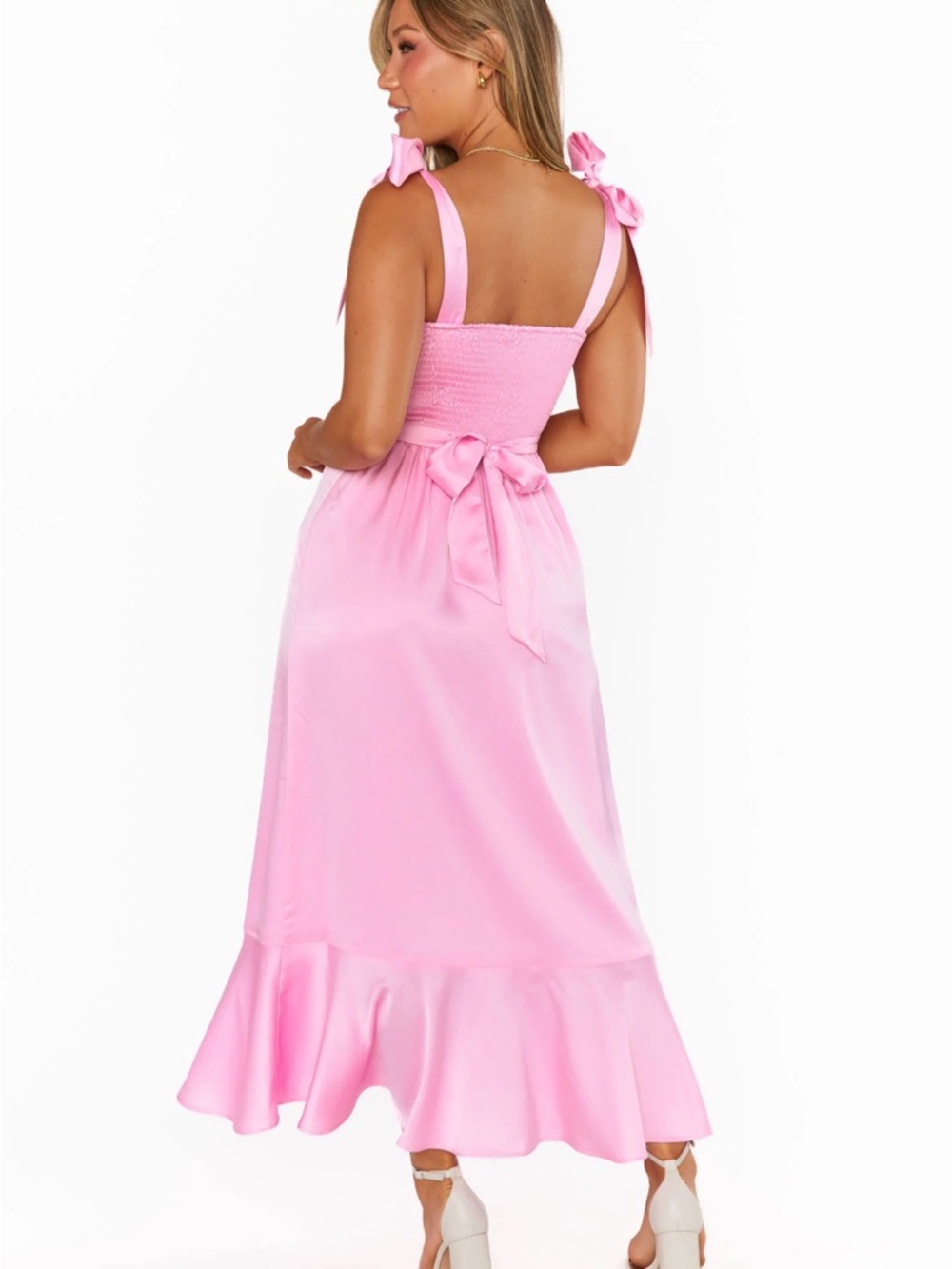 Show Me Your Mimi, Pink Tie-Shoulder Midi Dress - Picture 5 of 5